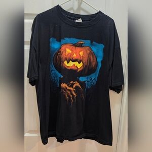 Black Halloween Pumpkin Graphic T-Shirt, 2x